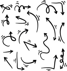 Doodle simple hand drawing arrow element set