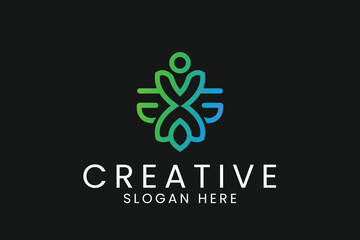 Abstract wellness logo design for health care and community support organization