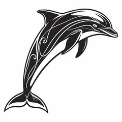 bottlenose dolphin silhouette black vector