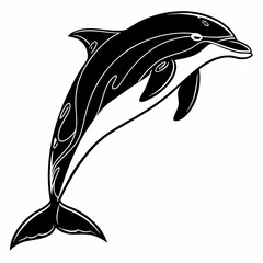bottlenose dolphin silhouette black vector
