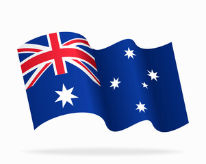 Australian flag wavy background layout. Vector illustration.