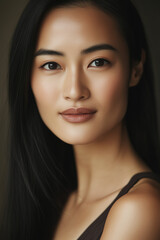 Obraz premium 동양 청년 여성 정면 클로즈업