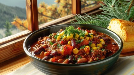 baked beans and vegetables