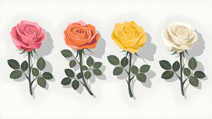 Fototapeta premium Bright Vibrant Rose Flower – Beautiful, Colorful, Multicolored Bloom with Leaves | Nature-Inspired Luxurious Rose Design