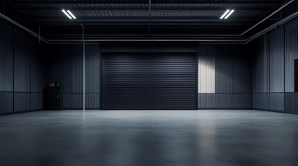 Obraz premium Dark Industrial Garage Interior: A Moody Architectural Space