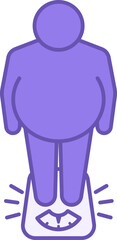 Colored Body Weight Icon. Vector Illustration. Fat Man Standing On Scales. Measuring Weight. Healthy Lifestyle. Nutrition Concept
