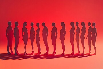 Business Team Figures Standing Together in Line