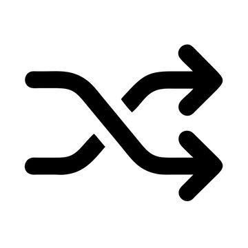 an icon of shuffle arrows, perfectly crafted for digital interfaces, embodying the concept of randomness and reordering