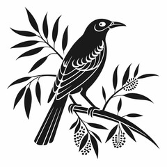 Bowerbird black silhouette icon vector