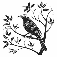 Bowerbird black silhouette icon vector