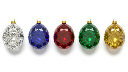 Christmas ball ornament made of 5 colored gems. Recommended for designing Christmas ads, websites and catalogs with a luxurious and glamorous look. Vector data.