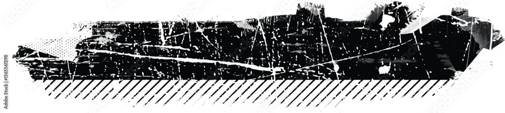 Aufkleber Grunge textured banner with rough edges. Halftone dots texture. Overlay grunge texture . Simply place texture over any object to create grunge effect . Banner with scratched surface for your design