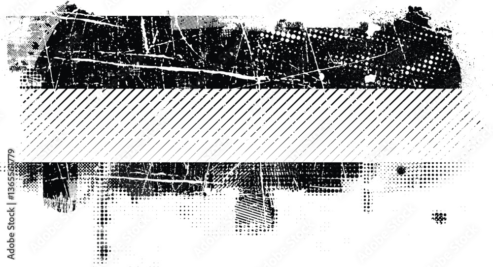Fototapete grunge textured banner with rough edges. halftone dots texture. overlay grunge texture . simply plac