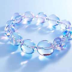 Transparent bead bracelet with soft reflections and pastel colors.