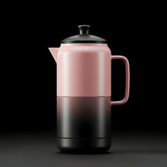 Obraz premium Modern Pink Tea Kettle Isolated on Black Background for Mockup