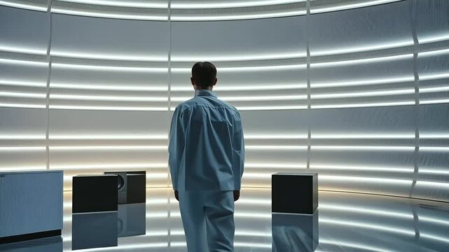 Audio Technician Testing Speakers in a High-Tech Factory Setting