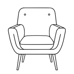 Fototapeta premium Vector Illustration of an Armchair with Cushioned Seat, Armrests, and Backrest in Simple Flat Style