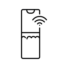 Smart soap dispensers black line icon for digital and print projects.