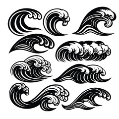 silhouette black ocean wave collection 