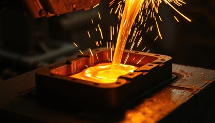 Molten Gold Pouring A Close-Up of Metal Casting