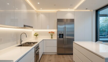 Modern kitchen design stylish home interior photography bright environment contemporary viewpoint
