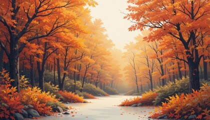 Autumn landscape serenity forest nature photography tranquil environment eye-level viewpoint