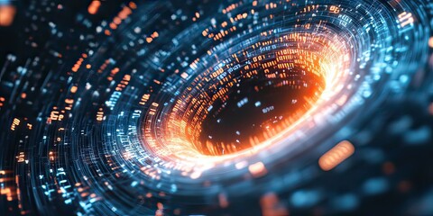 Abstract visualization of digital data transfer and deep learning algorithms, created by ai generated