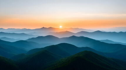 Obraz premium Sunset Over Rolling Blue Mountains