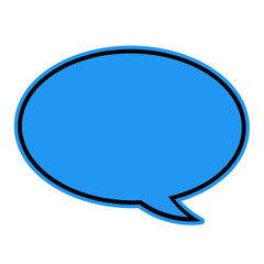 Blue speech bubble icon with black outline, empty comic-style graphic for dialogue or chat.