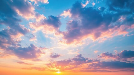 Fototapeta premium Beautiful sunset sky with colorful clouds and peaceful atmosphere