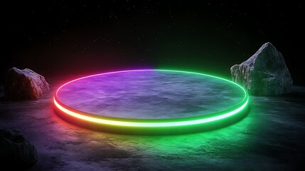 Neon Circle Platform Night