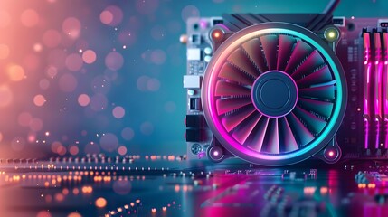 Vibrant Gaming PC Hardware Banner with Glowing RGB LED Fans and Sleek Design