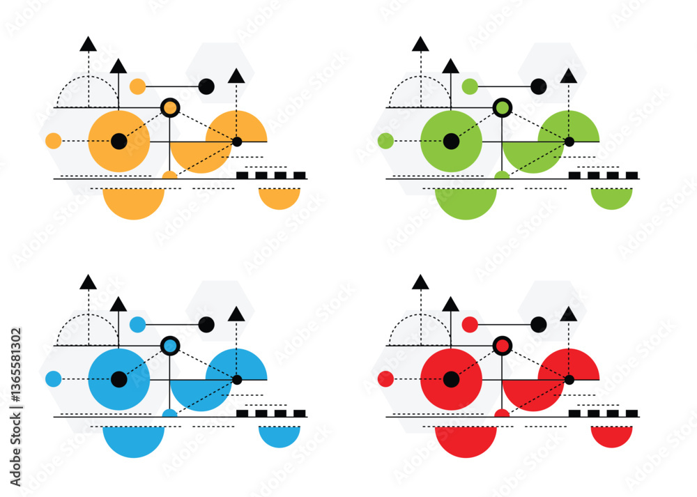 Poster Abstract Geometric Figures Line Art Design Element Different Colors. Graphic design elements and resources vector art