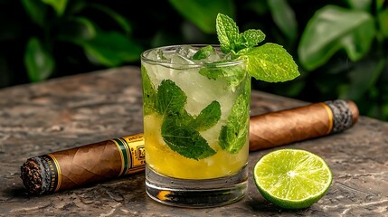 Mojito, Cigar, Tropical Scene
