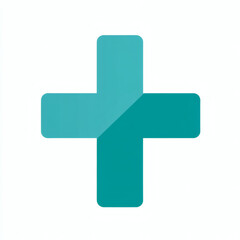 Obraz premium Simple Bold Medical Cross Icon in Teal Color 