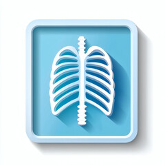 Stylized X-ray scan icon of lungs on blue background  