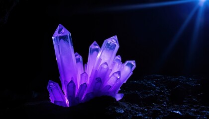 Glowing Purple and Blue Crystals A Mesmerizing Cave Formation