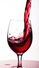 Crimson wine splashes dramatically, isolated on white , wine, dripping, elegant