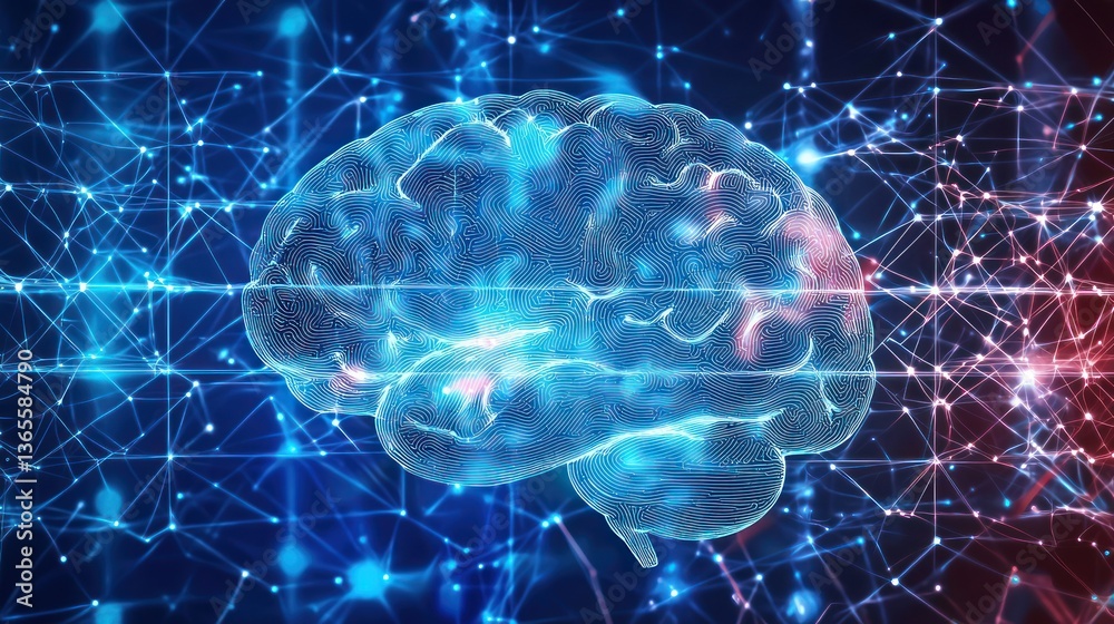Poster brain diagram with superimposed eeg waves.