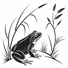 Bullfrog silhouette black vector