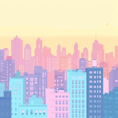 Fototapeta premium Colorful city skyline during sunset.