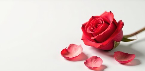 Fototapeta premium Delicate dried rose, petals curled, white background , design, floral