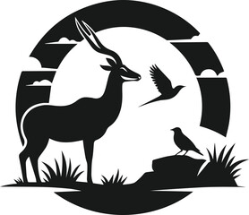 Antelope vector black silhouette