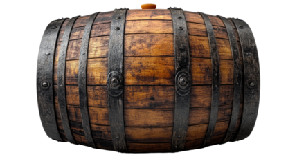 Old Wooden Barrel: A close-up shot showcases a beautifully aged, weathered wooden barrel, a symbol of heritage and craftsmanship.