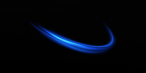 Abstract light lines of speed movement, blue colors. Light  glowing effect. circular, light trail curve swirl, 
