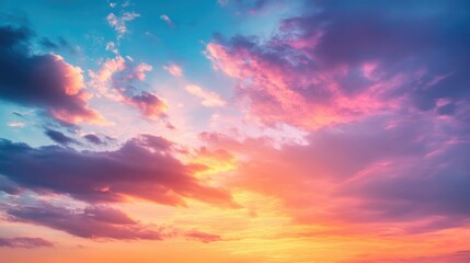 Obraz premium Sunrise sky background with colorful clouds and twilight hues
