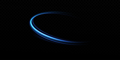 Abstract light lines of speed movement, blue colors. Light  glowing effect. circular, light trail curve swirl, 