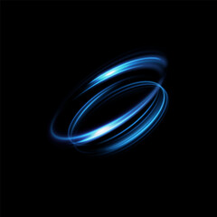 Abstract light lines of speed movement, blue colors. Light  glowing effect. circular, light trail curve swirl, 