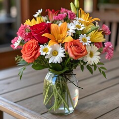 Fototapeta premium A vase with many different flowers
