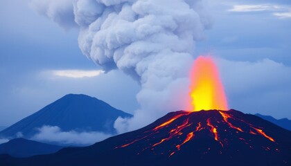 Spectacular Volcanic Eruption Lava Fountains and Ash Plume